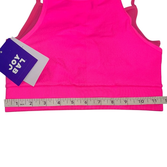JoyLab women's bra Seamless Double Layer High Neck Stretch Neon Pink XS - Picture 3 of 4